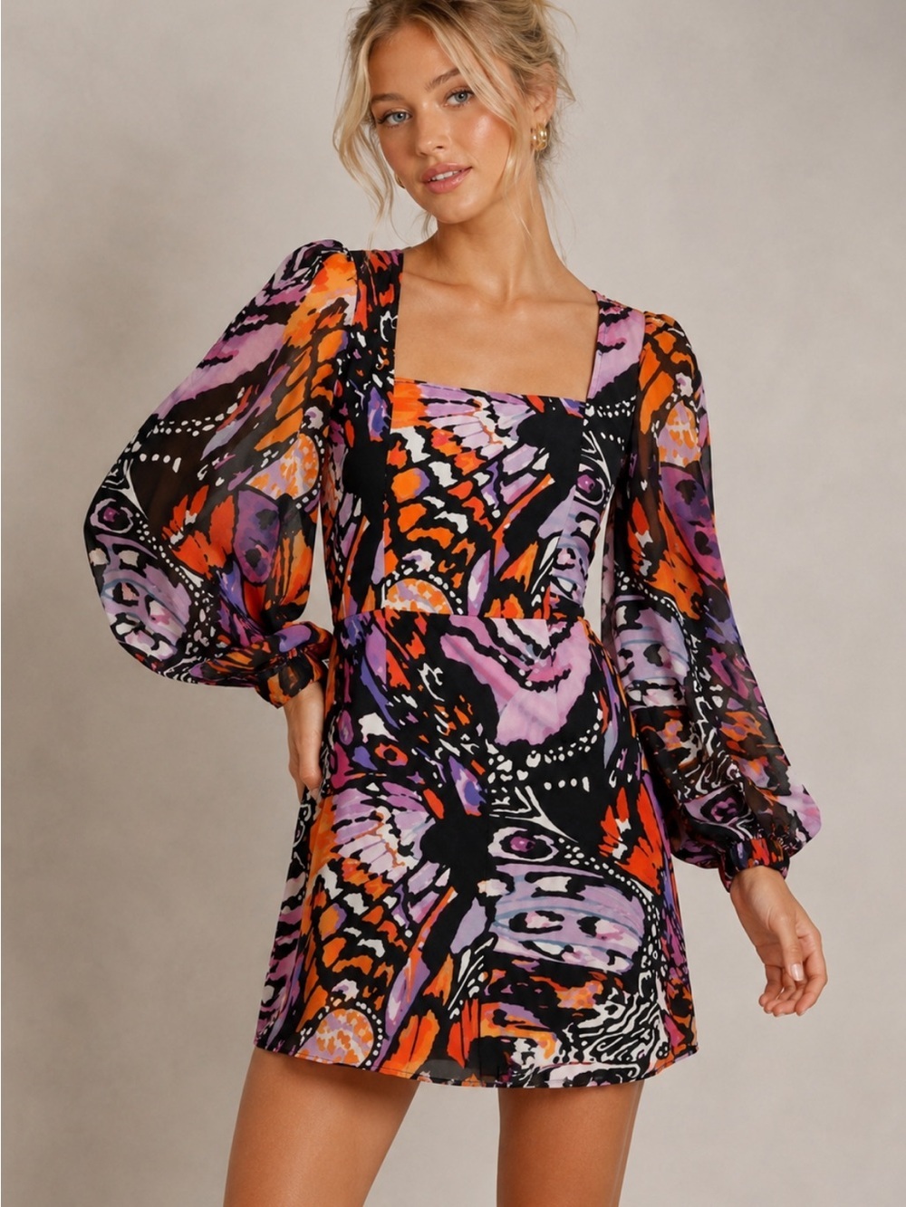 Hutch Elaine Butterfly Print Mini Dress Size 2 Anthropologie 8187